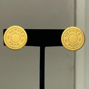 Hermès Gold Button Earrings